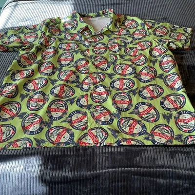 Columbia PFG Men’s 4X Vented Fishing Shirt Christmas Trees Holiday Print Green - Image 1 of 4