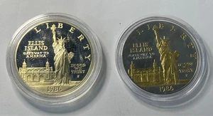 1986 P & S Ellis Island Commemorative Dollar - 90% Silver - Lot of 2 - Picture 1 of 2