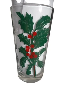 MCM Peanut Butter Drinking Juice Glass Tumbler Holly leaves Estate find 5" #2 - Picture 1 of 4