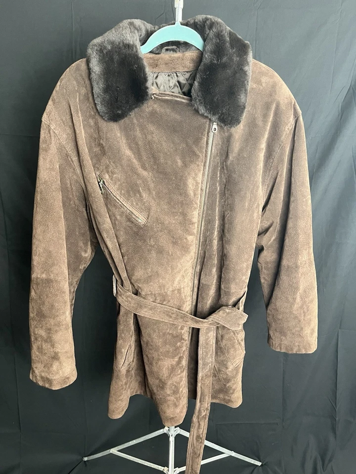 Chaqueta de cuero de gamuza Wilson’s vintage XL cuello de piel sintética Foto 1 de 4