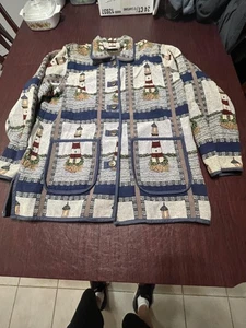 Blair Jacke Damen groß blau maritim Leuchtturm Gobelin Anker Knöpfe Borte - Bild 1 von 8