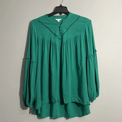 Top boho cottagecore manga larga con volantes verde Cato para mujer talla 18/20 W Foto 1 de 4