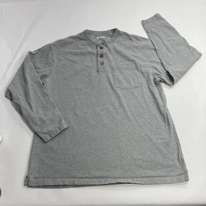 Duluth Trading Co Shirt Mens Medium Gray Longtail T Henley Long Sleeve Pocket - Picture 1 of 6