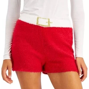 Hooked Up by IOT Juniors Santa Sweater Shorts,Red, size M - Picture 1 of 5