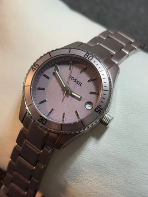 FOSSIL Stella Purple Aluminum Women's Watch Ladies Es2903,Date,5ATM,New Bat - Image 1 of 4