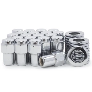 25 Lug Nuts 1/2-20 Chrome Flat Top Mag .75 Shank Cragar Center Washers - Picture 1 of 2