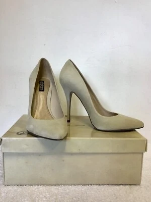 ALL SAINTS OYSTER SUEDE CELESTINE HEELS SIZE 6/39 COST £135.00 WORN ONCE - Image 1 of 4