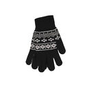 Ladies Fairisle Gloves Knitted Winter Warmer Gloves One Size Black Rose Blue
