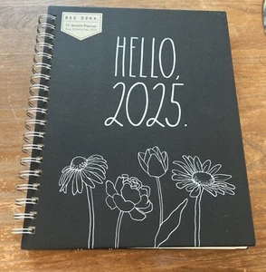 2025 Planner Rae Dunn “ Hello 2025” 17 Months Planner Aug 2024-Dec 2025 Black - Picture 1 of 6