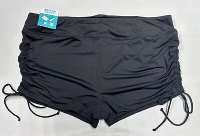 Beach House Woman Swim Shorts 22W Side Tie Bottom Bikini Swimwear Black Pocket - Image 1 of 4