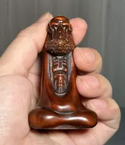 Blessing Chinese boxwood Bodhidharma Buddha figure statue Collection Gift - Picture 1 of 5