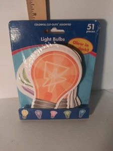 Colorful Cutouts Light Bulbs Asst Designs Carson Dellosa Glow in Dark 51pcs. - Picture 1 of 4