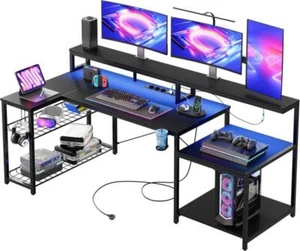 Gaming table 181x80 cm desk with LED lights L-shaped desk - Picture 1 of 9