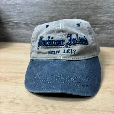 Mackinac Island Hat Strap Back Gray Blue Vintage Wash Adjustable - Image 1 of 4