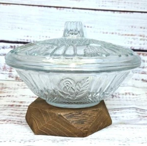 VTG cut glass candy dish w/ lid Rose design clear glass collectible Indonesia - Picture 1 of 13