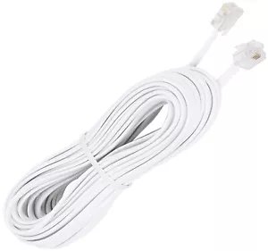Telephone Extension Cord 25 Feet Long Phone Cable Line Wire - White Trisonic - Picture 1 of 3