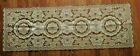 Vintage Brown and White Floral  Table Runner Filet Lace Fabric  16 x 44'~unhemed