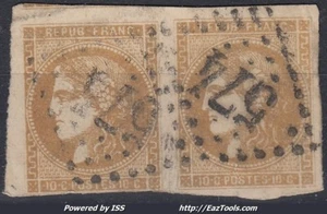 FRANCE  BORDEAUX PAIRE N° 43A AVEC OBLITERATION GC 574 BOURGES CHER A VOIR - Picture 1 of 2