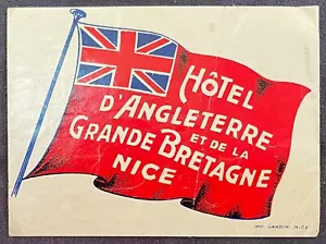 NICE FRANCE HOTEL D’ANGLETERRE ET DE LA GRANDE BRETAGNE UNION JACK FLAG ENGLAND - Picture 1 of 2