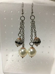 ORECCHINI donna pendenti lunghi con strass - pending earrings with crystals - Foto 1 di 1