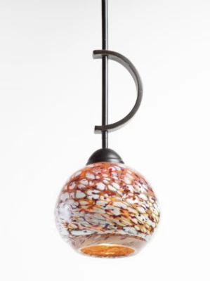 Woodbridge Lighting North Bay 1 luz mini colgante vidrio rojo 6" x 45" bronce Foto 1 de 2