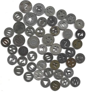 50 ASSORTED SCHOOL OR BUS TOKENS, TRANSIT - Picture 1 of 1