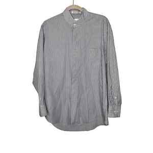 D'amante Mens Banded Collar Dress Shirt Cotton Blend Striped SZ 32/33 L|Neck 16