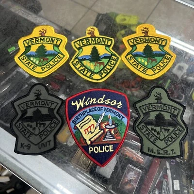 Vermont State Windsor Police K-9 M.E.R.T. Patch Bundle Lot Set x6 - Image 1 of 2