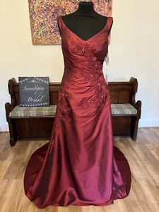 Crimson Red Fit Flare Corset Ruched Alternative Wedding Dress Gown Sz 8 10 12 - Picture 1 of 8