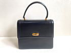 BALLY handbag formal bag logo engraved leather navy authentic From Japan