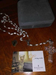 Waterford Perlmutt Rosenkranz mit Kristall Keltenkreuz - Bild 1 von 5