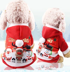 Navidad Cálido Cachorro Pequeño Mascota Perro Ropa Sudadera Abrigo con Capucha Disfraz Ropa de Invierno - Imagen 1 de 13