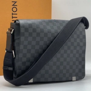LOUIS VUITTON Damier Graphite District PM NM Messenger Shoulder Bag N41028 Black - Picture 1 of 19
