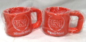 Lot of 2 Vintage USA Minute Maid Orange 1980s Mug Plastic Ingrid Ltd Chicago NEW - Picture 1 of 8