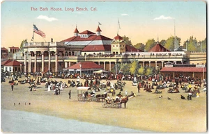 Postal vintage de The Bath House, Long Beach, California años 1910 - Imagen 1 de 2