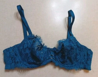 Бюстгальтер Victoria's Secret 34B очень сексуальный без подкладки Demi синий на косточках - Изображение 1 из 4