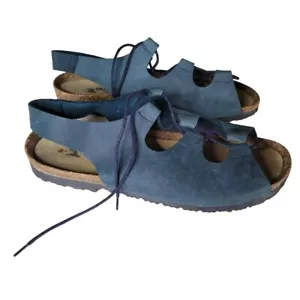 Sandalias para mujer Trader Bay con cordones de cuero azul hechas en Italia talla 6 - Imagen 1 de 9
