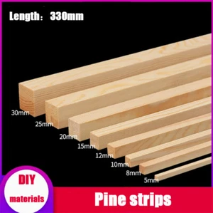 5/8/10/12/15/20/25 mm Vierkant Kiefernholz Holz Bastelstäbe 330 mm Länge für DIY - Bild 1 von 7