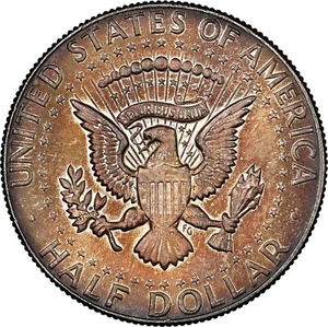 1969 D Kennedy Silver Half Dollar NGC MS64 Rainbow Toned Reverse Toning - Picture 1 of 7