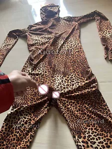 Disfraz para hombre con estampado de leopardo cuerpo completo Spandex Zentai con funda para hombre - Imagen 1 de 20
