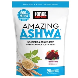 Force Factor Amazing Ashwa Triple BerryFlavor, 90 Masticables Suaves - Imagen 1 de 2
