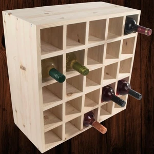 Soporte de almacenamiento de vino de madera / capacidad de 25 botellas / pino natural para decorar - Imagen 1 de 12