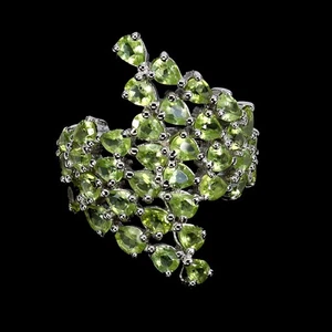 925 Sterling Silver Ring Pear Peridot 4x3mm Natural Gemstone Jewelry Size 8.5 - Picture 1 of 13