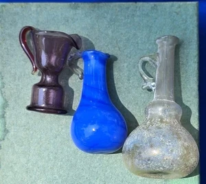 Antike deutsche mundgeblasene Glas Launen KRÜGE Vase Puppenhaus Miniatur Lot - Bild 1 von 6