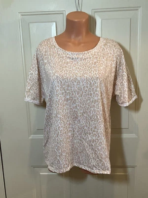 ESPLÉNDIDO, Talla Med, Tostado/Rosa/Marfil, Estampado de Leopardo, Pullover Elástico Informal Top NUEVO Foto 1 de 4