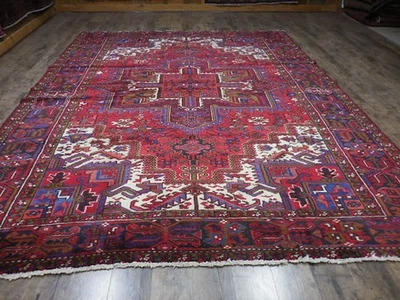 Vintage Turkish Rug,HandMade Anatolian Geometric Turkish Village Rug 8.3x10.9 Ft - Image 1 of 4