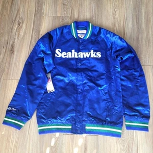 NWT Mitchell and Ness Seahawks Lightweight Satin Jacket Boys Size Large  - Picture 1 of 7