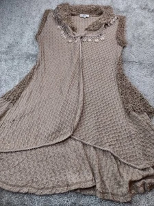 Cottage Core Boho Zba Women's Sweater Vest Size XL Brown Long - Picture 1 of 10