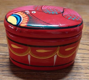 Caja baratija pájaro vintage cerámica pintada a mano - Imagen 1 de 15