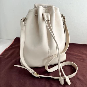 Old Coach Nicholas Drawstring Bucket Bag Leather Ivory White Vintage Used 112518 - Picture 1 of 14